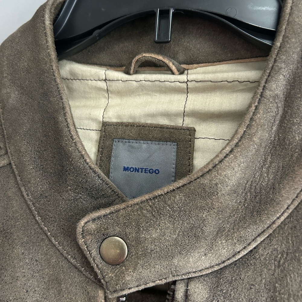 Brown Suede Jacket With Logo Patch - image 4